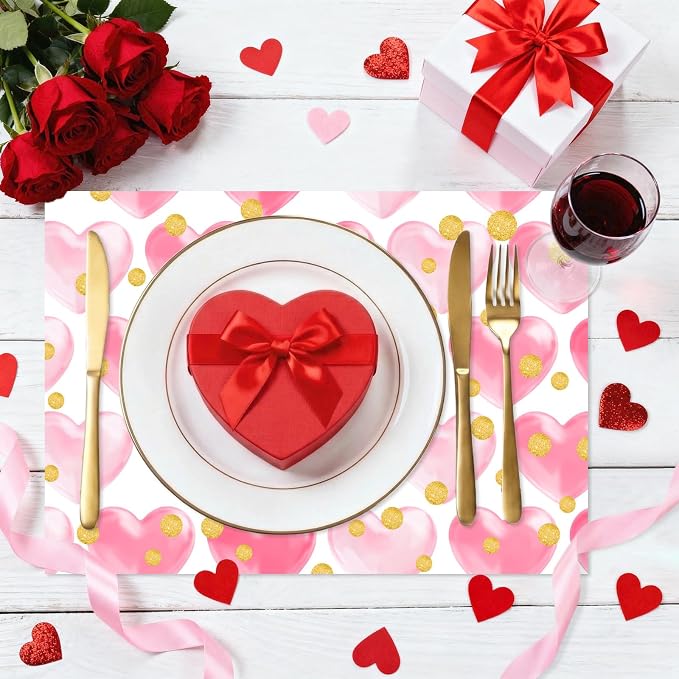 Sweet Hearts Valentine's Day Placemats, Wedding Party Dinner Romantic Dining - Image 3