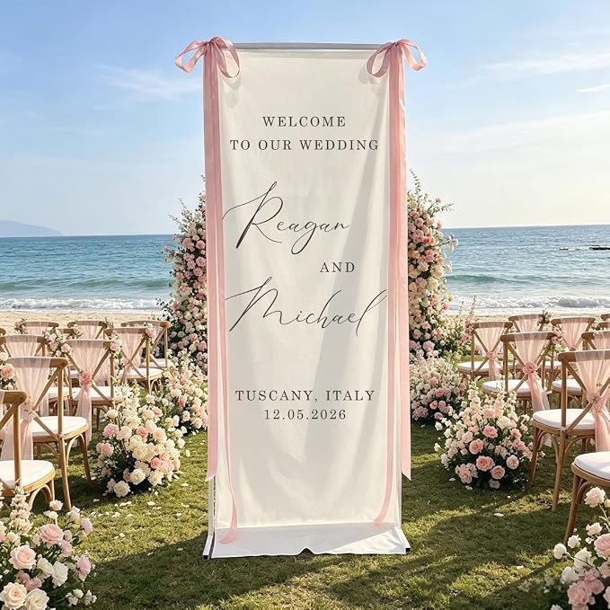 Personalized Fabric Wedding Welcome Sign, Linen Wedding Welcome Sign Cotton - Image 2