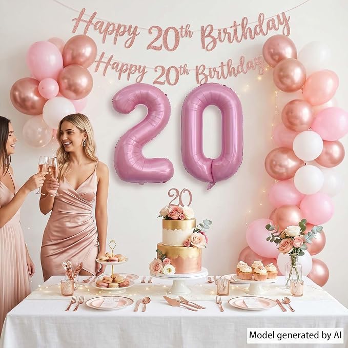 Pearlescent Pink Number 20 Balloon 40 Inch, Shiny Foil - Image 2