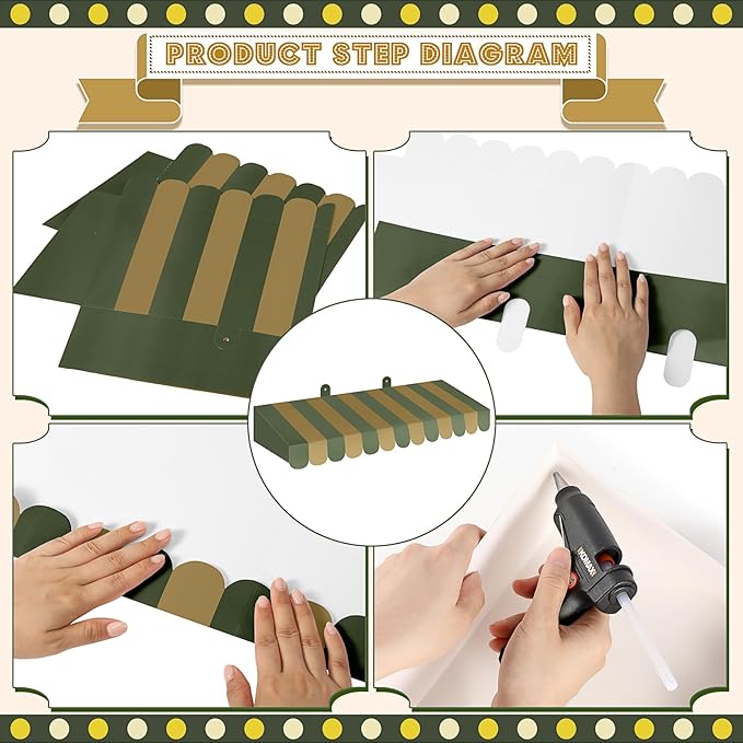 Boao 4 Pack Awning Decoration 3D Stripe Cardboard Farmers Market Awning Wall - Image 3