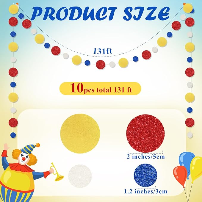 Outus 10 Pieces Colorful Circle Garland Banner Hanging Paper Dot Decorations - Image 2