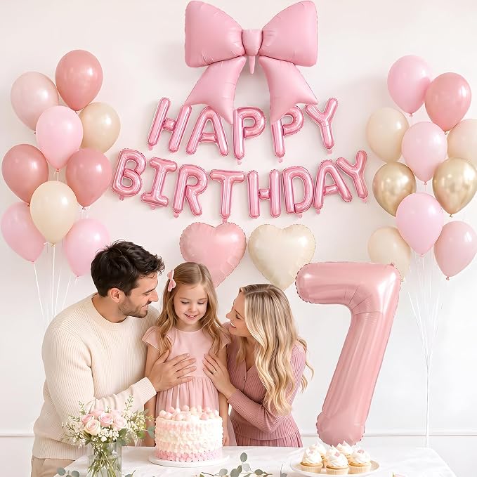 Dusty Pink Number 7 Balloon, 7th Birthday Decorations - Image 5