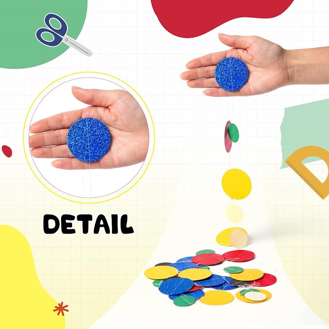 Outus 5 Pieces Colorful Circle Garland Banner Hanging Paper Dot Decorations - Image 3
