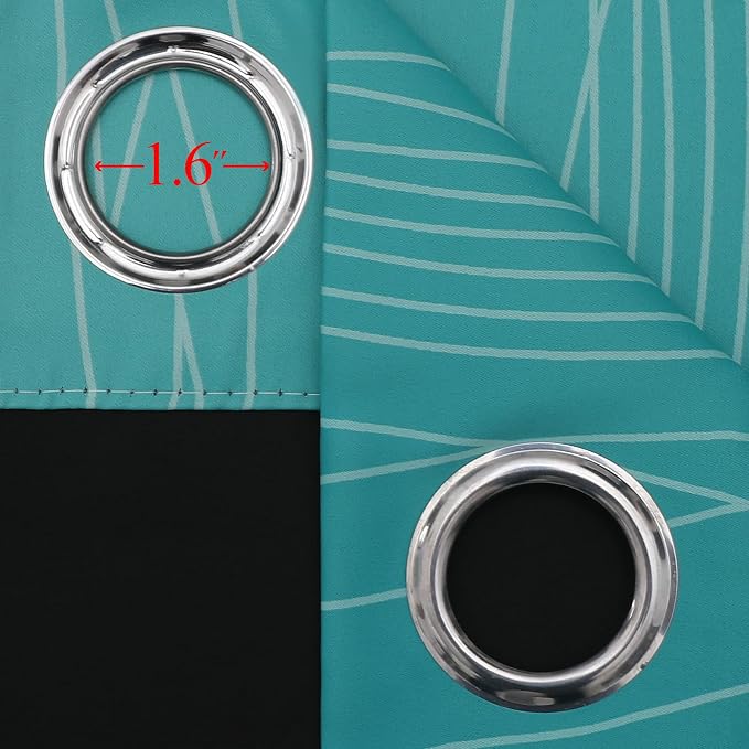 Teal and Greyish White Room Darkening Blackout Curtains 84 Inches Long - Image 7