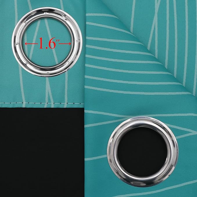 Teal and Greyish White Ombre Blackout Curtains 90 Inch Length 2 Panels Set - Image 7
