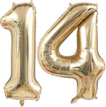 Champagne Gold 14 Balloon Number, 40 Inch Light Gold 14 Balloons Big Foil Mylar by BBPOOL