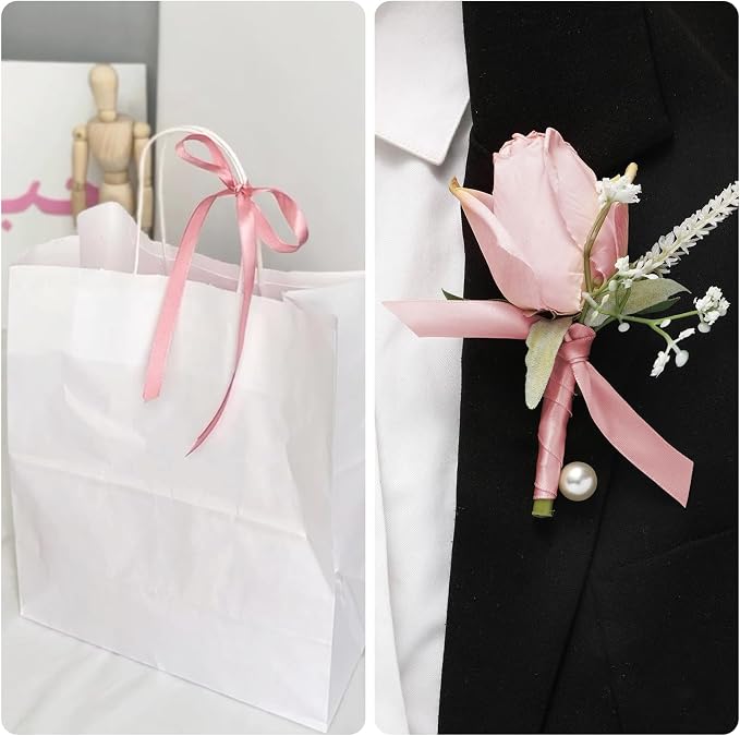 KINGLAKE Satin Ribbon for Gift Wrapping Flower Bouquets DIY Crafts Roses Making - Image 7