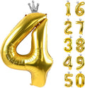 Gold Number 4 Balloon with Crown, 40 inch Gold Number Balloon 4th Birthday by Yeodong