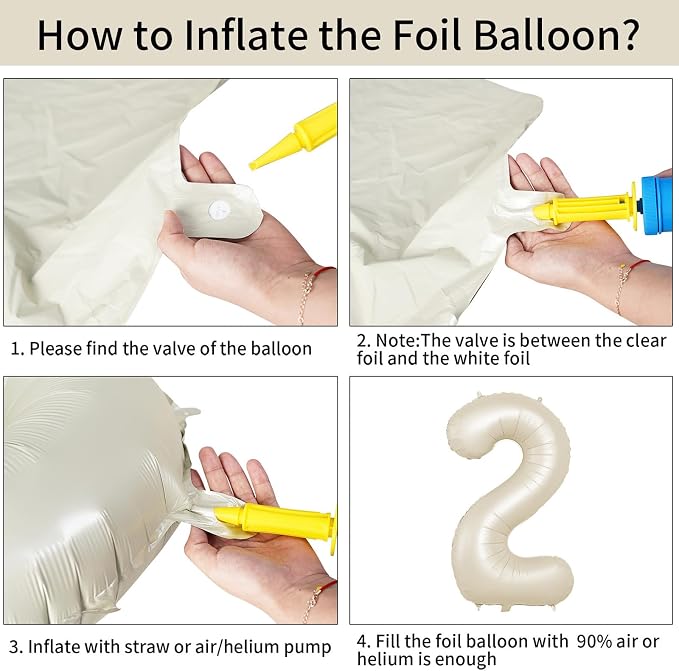 40 Inch Cream Number 2 Balloon, Digital 2 Cream White Giant 2 Foil Balloon - Image 8