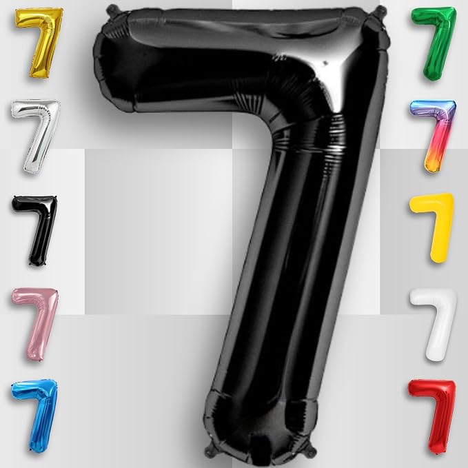 Black Number Balloon 7 Mylar Foil Balloons 16 inch Small - Image 5