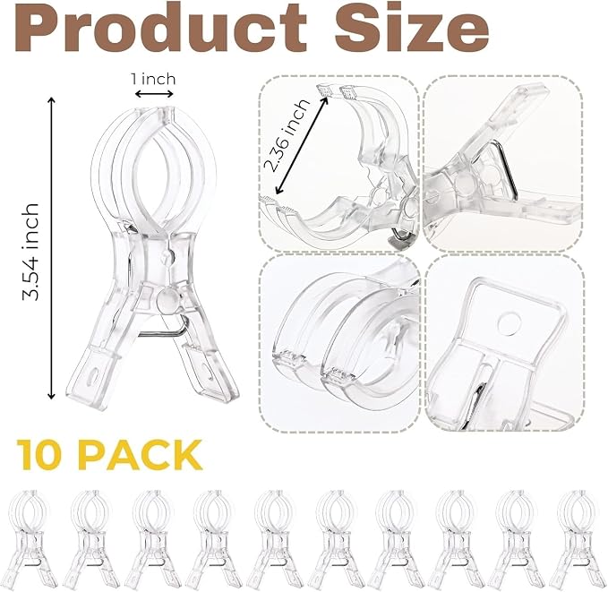 10 Pack Balloon Arch Clips Plastic Transparent Backdrop Spring Clamps 3.5 Inch - Image 2