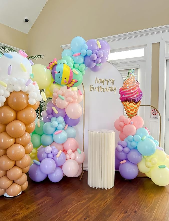 Pastel Balloon Arch Garland Kit, Candy Ice Cream Foil Balloons - Image 2