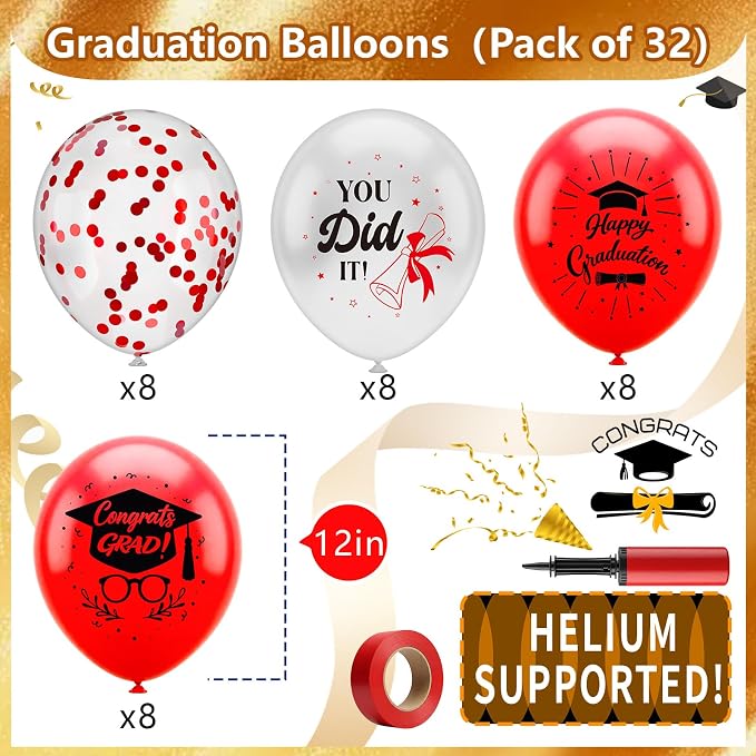 Foilswirl 4 Sets Graduation Party Balloons 2026 Congrats Grad Table - Image 2
