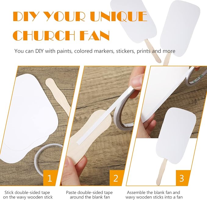 Geelin 150 Sets Hand Held Church Fans Blank Church Handheld Hand Held Parlor - Image 6