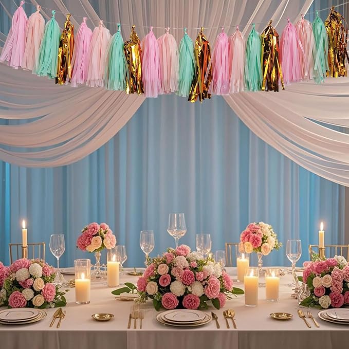 Shiny Tassel Garland Tissue Paper Tassel Banner, Tassels Party Decorations - Image 4