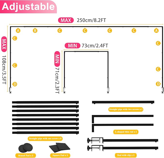 Over The Table Rod Stand with Clamps Black Table Arch Banner Stand | Adjustable - Image 2