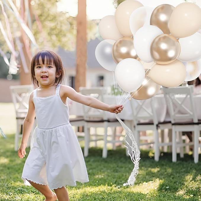 164Pcs White Sand Champagne Gold Balloons Garland Arch Kit | Different Sizes 18 - Image 3