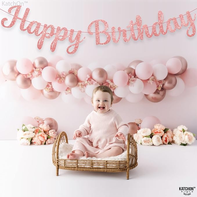 KatchOn Glitter Cursive Happy Birthday Banner 10 Ft, Birthday Decorations | - Image 5