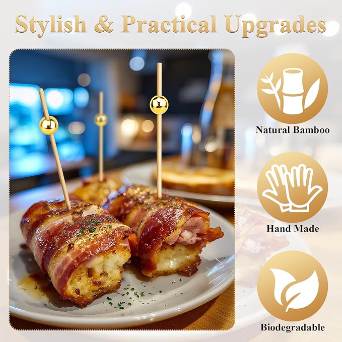 FATLODA 300PCS Cocktail Picks, Wooden Garnish Sticks, Charcuterie Boards - Image 3