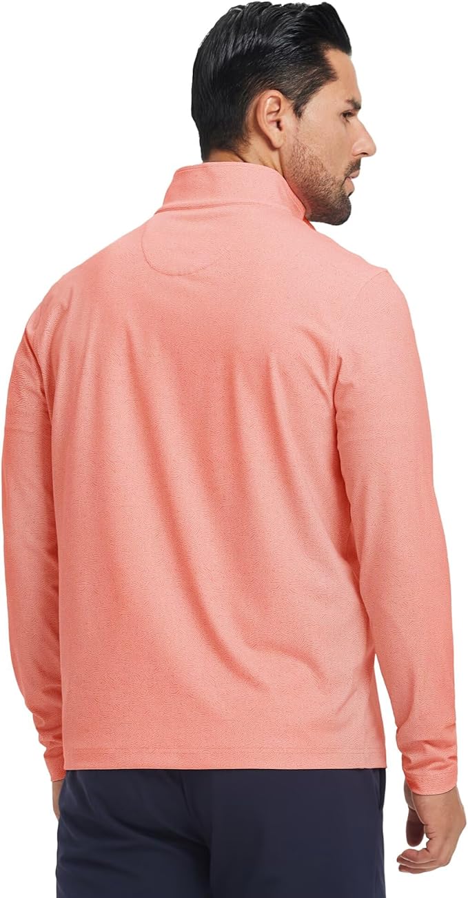 M MAELREG Quarter Zip Golf Pullover Men Dry Fit Long Sleeve Performance Wicking 1/4 Zip Full Print Pullover Mens Sweatshirt