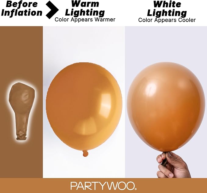 PartyWoo Boho Neutral Light Brown Balloons 100pcs Coffee Color | 18 12 10 5 - Image 3
