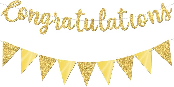 Glitter Gold Congratulations Banner by Unknown