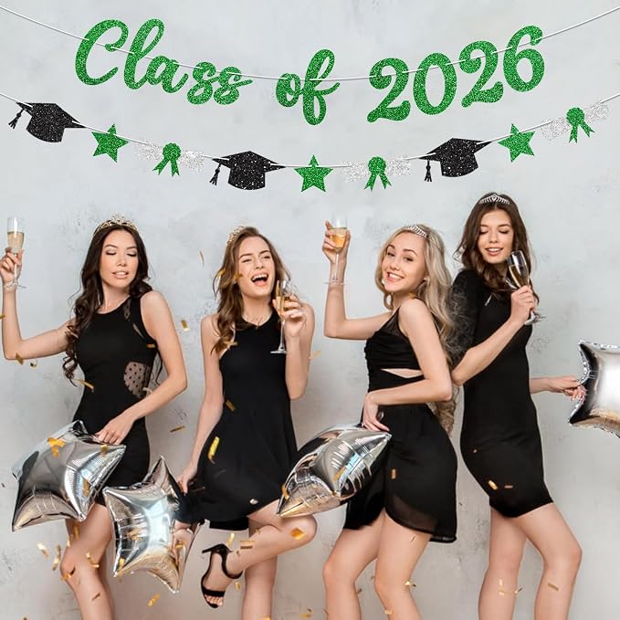 Class of 2026 Banner Green Graduation Decorations Prestrung 2026 Graduation - Image 5