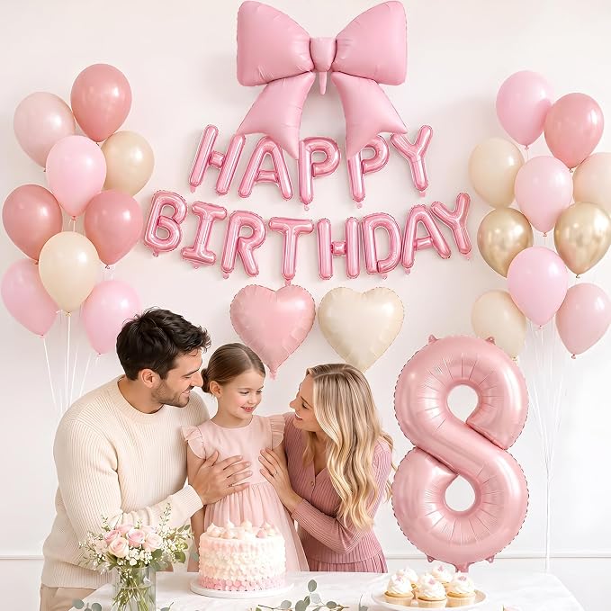 Dusty Pink Number 8 Balloon, 8th Birthday Decorations - Image 4