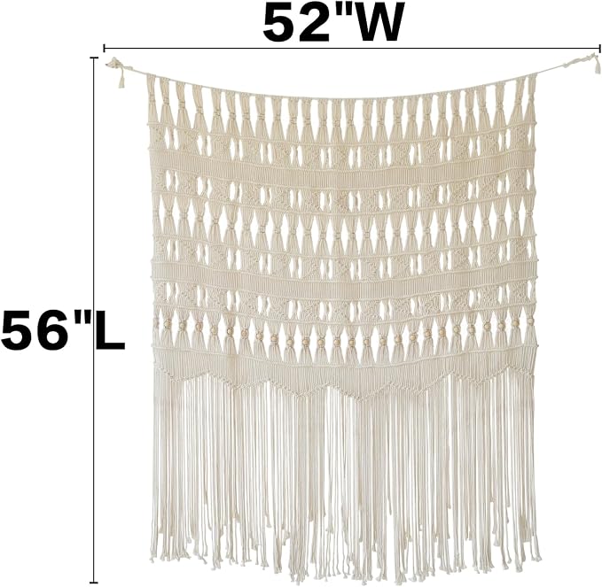 Macrame Curtain Doorway Window Decor Boho Room Divider 52" W*56" L | Handwoven - Image 5