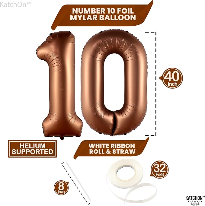 KatchOn Coffee Brown 10 Balloon Number 40 Inch | Coffee Number 10 Balloon - Image 4