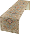 Vintage Boho Floral Table Runner, Rustic Country Farmhouse Grey Blue Orange Bohemia Flower Pattern for Home Kitchen Table Decor Dining Coffee Room Party Decor 13x36in