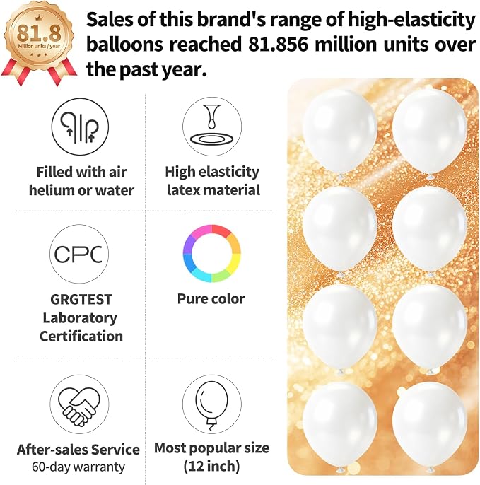 110pcs Pearl White Balloon 12 inch, Pearl white Latex Balloons - Image 2