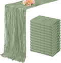 12 Pack Sage Green Cheesecloth Table Runner 10FT Rustic Gauze Fabric Cheese Cloth Table Runner for Wedding Bridal Baby Shower Table Decor 20 x 120 Inch Long Boho Sheer Birthday Party Table Decorations