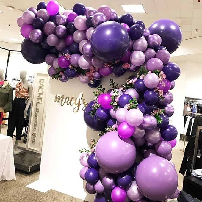Voircoloria 130pcs Purple Balloons Garland Arch Kit, 18 12 10 5 Inch | - Image 6