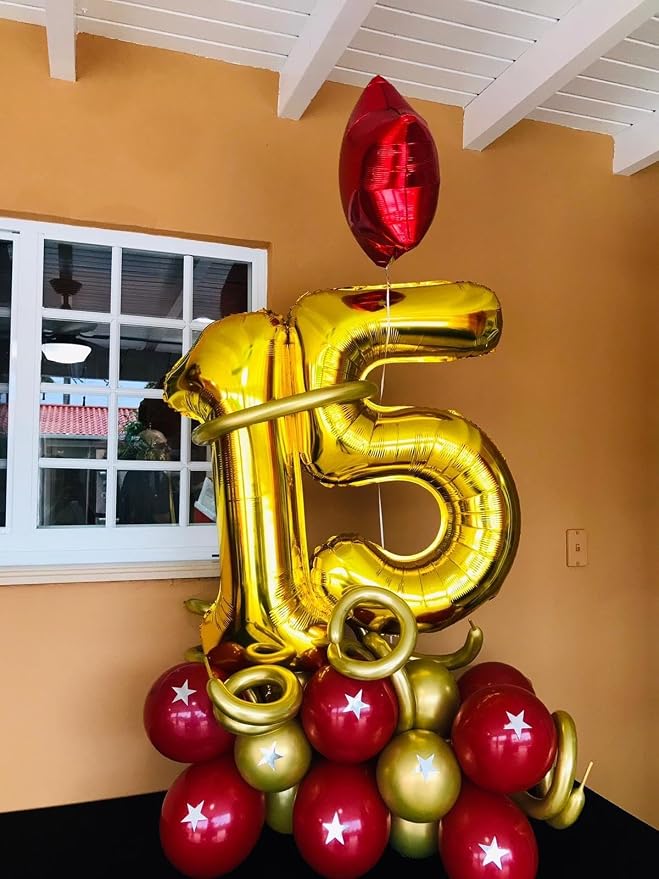 5 Balloon Numbers Birthday Decorations, 40In Gold Balloons - Image 4