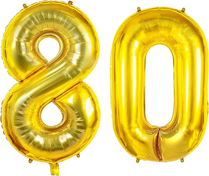 Number 80 Balloons for 80th Birthday Party Decorations, 0-100 Large No.80 by Joycard