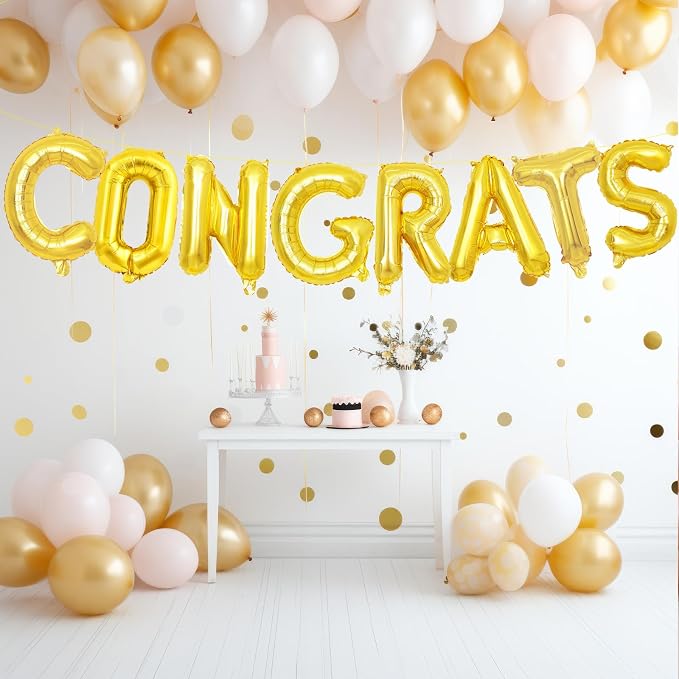 16 Inch Gold 'CONGRATS' Balloon Banner - Image 3