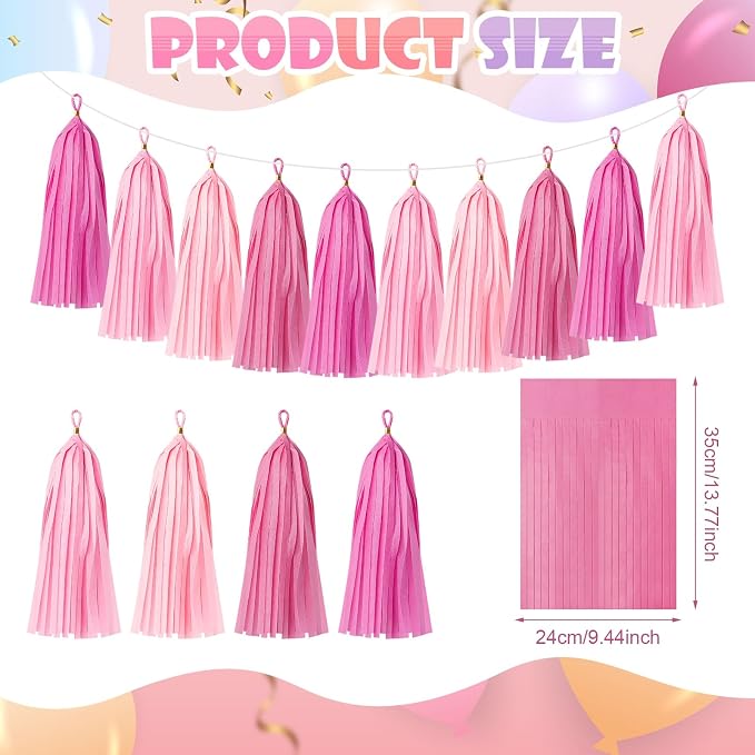 20PCS Tissue Tassel Garland Kit Pre-Cut Tissue Paper Streamers - Image 2