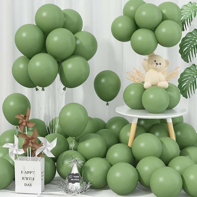 Jobkoo Sage Green Balloons 5 Inch, Mini Matte Dusty Dark Avocado Green Latex by Jobkoo