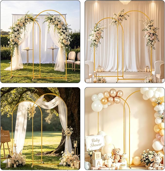 Vincidern 2pcs Metal Wedding Arch Backdrop Stand 6.6FT, Party Arch Stand - Image 7