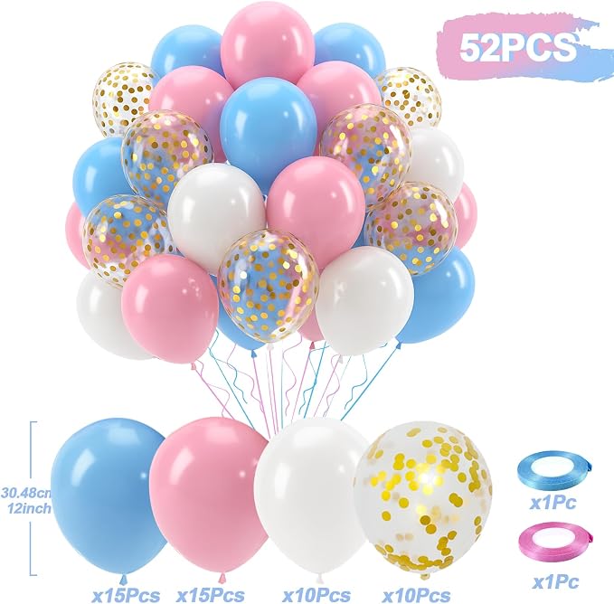 Patimate Gender Reveal Pink and Blue Balloons Set - Image 3