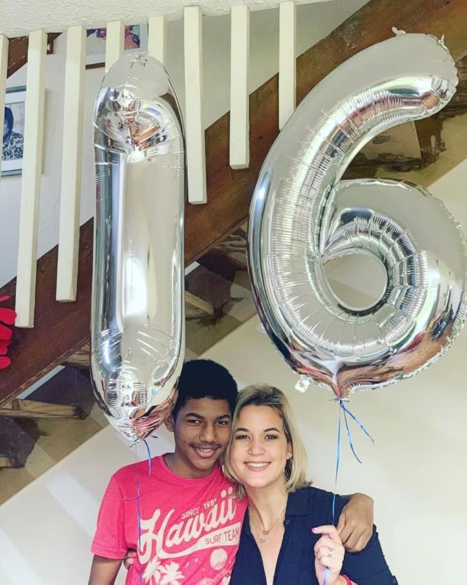 Silver Number 6 Balloon 40 Inch, 6th Birthday Party Decorations Men Women | - Image 2