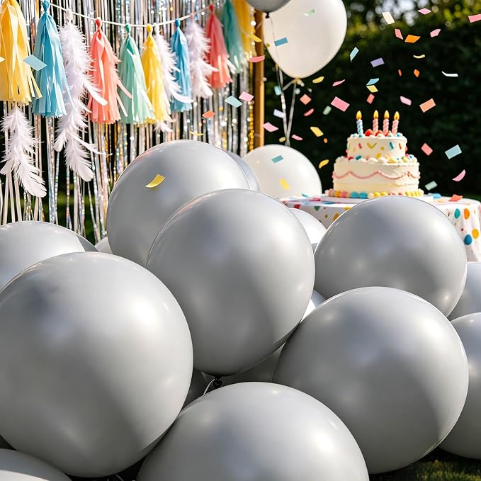 100pcs Gray Balloons 12 Inch Matte Latex Balloon | Helium Compatible, Baby - Image 4