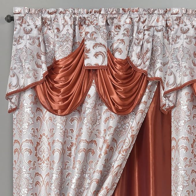 GOHD Samba Star Jacquard Window Curtain 2PC Panels.Each pc W54 xL90.Rust - Image 2
