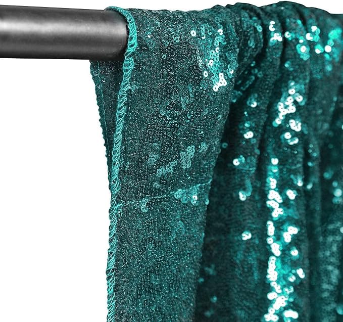 Eternal Beauty Teal Sequin Backdrop Curtains, 4 Panels 2x8FT | 3mm Sparkle - Image 6