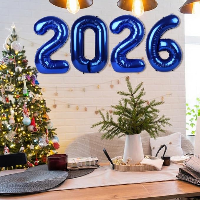 2026 Balloon Numbers Party Decorations, 40In Navy Blue Balloons | Eye-catching - Image 3