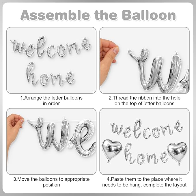 Welcome Home Balloons Silver, 16Inch Welcome Home Foil Banner - Image 7