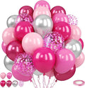 Paready Pink Balloons Set, 12 Inch Confetti Balloon Metallic Silver Party by Paready