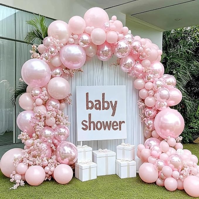 Pearl Pink Balloon Arch Garland Kit Double Stuffed | Light Pastel Pale Pink by DOUBLELAYERBALLOON