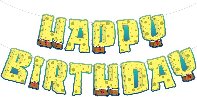 KatchOn Pre Strung Happy Birthday Banner 10 Feet | Cartoon Banner Sign by KatchOn